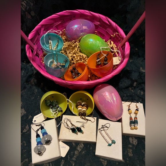One Dozen Pierced NWT Earrings inPlastic Easter Eggs for Easter Hunts!